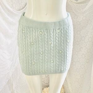 Sugar Thrillz Mint Pearl Knit Mini Skirt